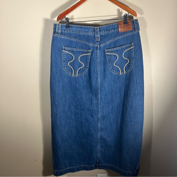 NWT Gap X Cult Gaia Asymmetrical Denim High Slit Maxi Skirt Size 33/16 - Picture 9 of 13